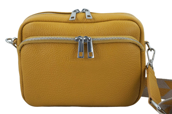 Torebka damska z ozdobnym paskiem - Żółta ciemna 