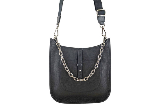 Duża listonoszka z odpinanym łańcuszkiem - Czarna 