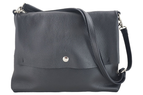 Duża torebka klasyczna ze skóry naturalnej miękkiej- Czarna