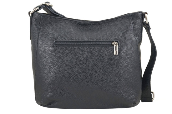 Praktyczna torebka skórzana z kieszeniami - Czarna 