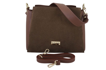 Torebka miejska z naturalnego zamszu i skóry - Brązowa 