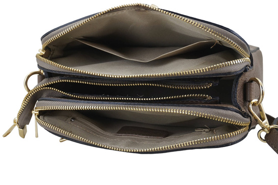 Listonoszka skórzana z kieszeniami - Beżowa ciemna 