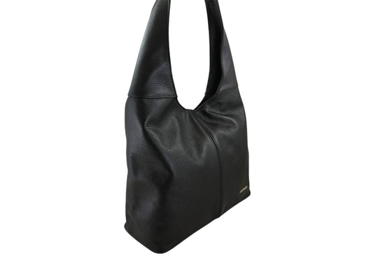 Modna torebka worek na szerokim uchwycie - Czarna