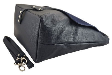 Torba skórzana Shopper bag A4 - Szara ciemna