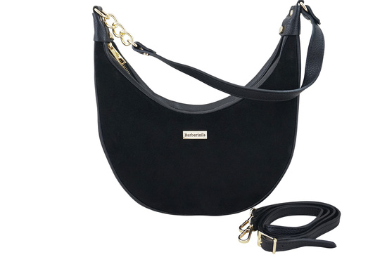 Stylowa torebka z zamszowym wykończeniem - Czarna