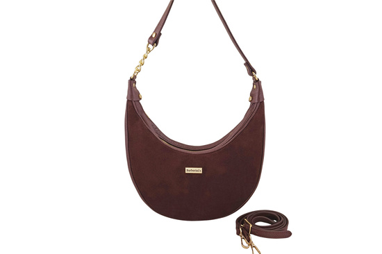 Stylowa torebka z zamszowym wykończeniem - Bordowa 