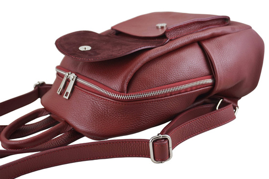 Damski plecak miejski skórzany - Czerwony