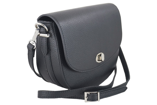 Listonoszka skórzana z ozdobnym zapięciem - Czarna