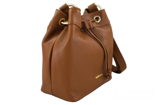 Torebka skórzana / mini worek - Brązowa jasna 