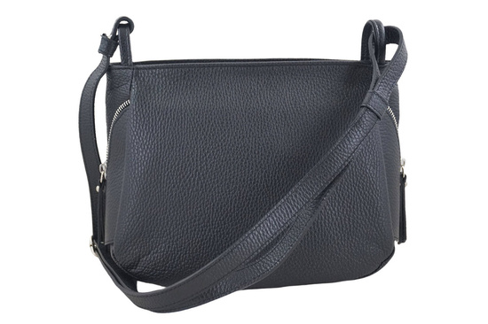 Klasyczna listonoszka skórzana - Czarna 