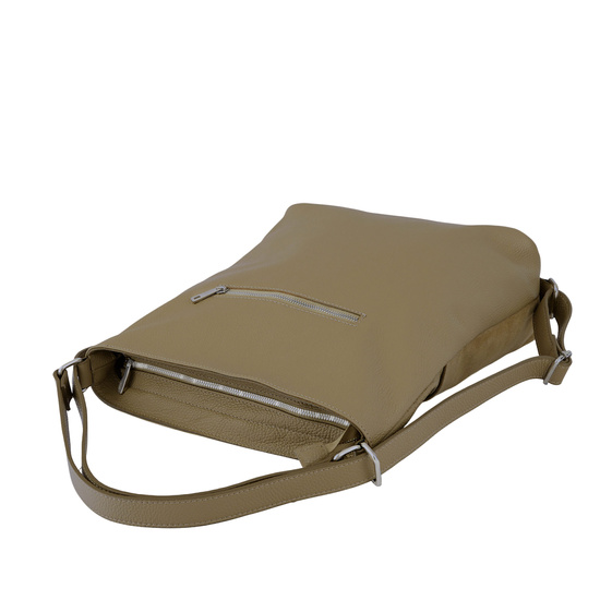 Torebka plecak z zamszem - Beżowa 