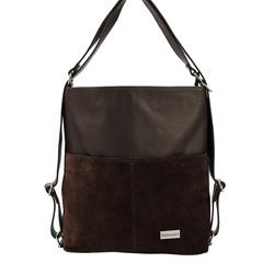 Torebka plecak z zamszem - Brązowa ciemna