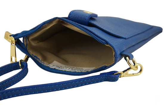 Torebka skórzana / etui na telefon - Chabrowe