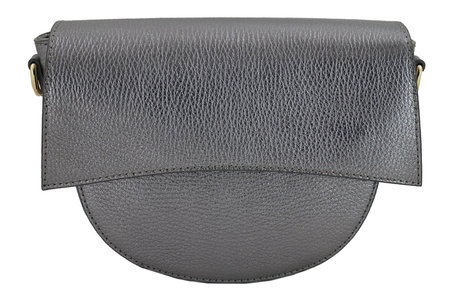 Torebka listonoszka skórzana metalizowana - Złota ciemna