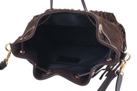 Torebka skórzana boho style - Brązowa ciemna 