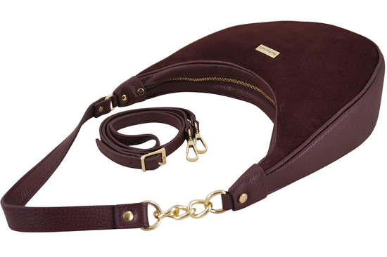 Stylowa torebka z zamszowym wykończeniem - Bordowa 