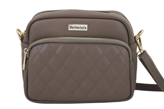 Torebka skórzana na ramię pikowana - Beżowa ciemna