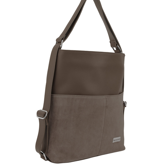 Torebka plecak z zamszem - Beżowa ciemna 