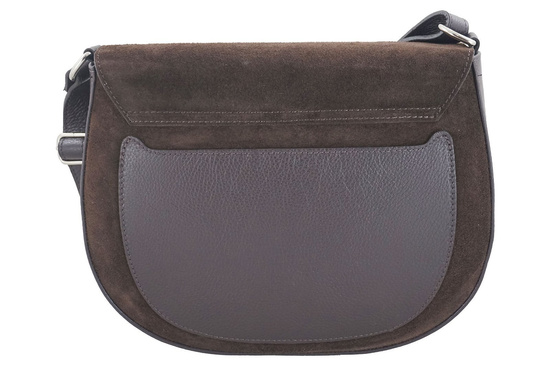 Duża torebka listonoszka zamszowa z klapką - Brązowa ciemna 