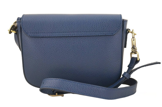 Torebka skórzana na szerokim pasku - Granatowa jasna 