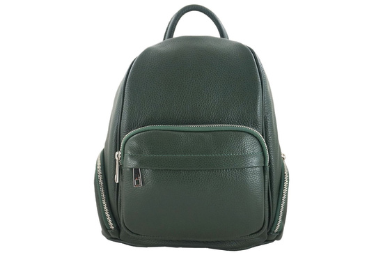 Plecak skórzany damski CASUAL - Zielony ciemny 