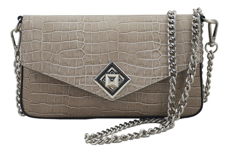 Mała skórzana torebka wizytowa - Beżowa