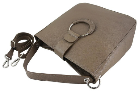 Torebki skórzane damskie - Barberini's - Beżowa ciemna