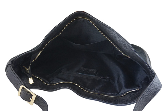 Duża torebka zamszowa na ramię - Czarna 