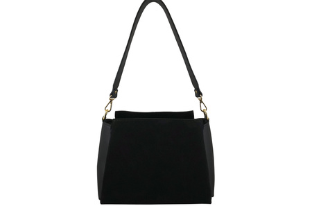 Torebka miejska z naturalnego zamszu i skóry - Czarna