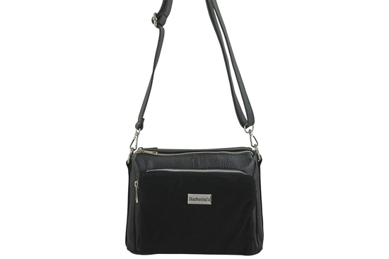 Codzienna torebka ze skóry naturalnej z zamszem - Czarna 