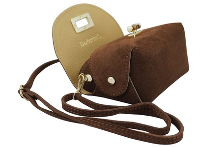 Mała torebka zamszowa wizytowa - Brązowa 