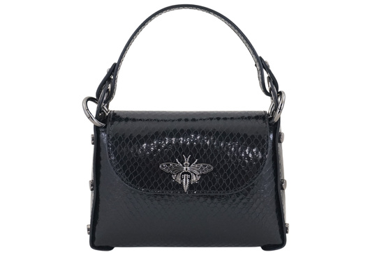 Lakierowana torebka wizytowa skórzana - Czarna