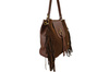 Skórzana torebka boho z frędzlami - Brązowa 