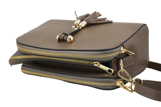 Listonoszka skórzana z kieszeniami - Beżowa ciemna 