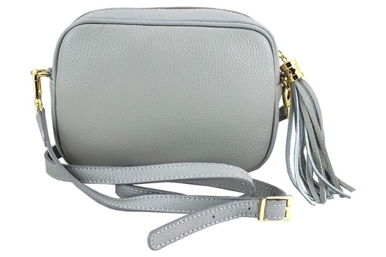 Modna listonoszka skórzana damska - Szara jasna