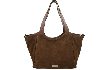 Torebka damska zamszowa typu worek - Brązowa 