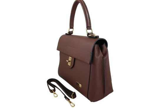 Skórzana torebka kuferek do ręki - Brązowa 