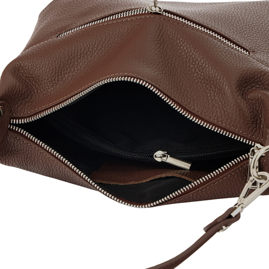 Skórzana torebka z zamszowym akcentem - Brązowa 