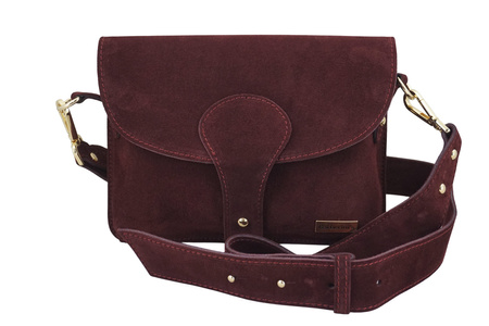 Zamszowa listonoszka na szerokim pasku - Bordowa 