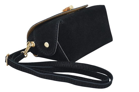 Mała torebka zamszowa wizytowa - Czarna 