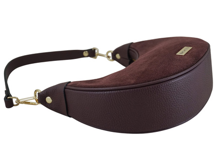 Subtelna mini torebka z miękkim zamszem i złotymi detalami - Bordowa