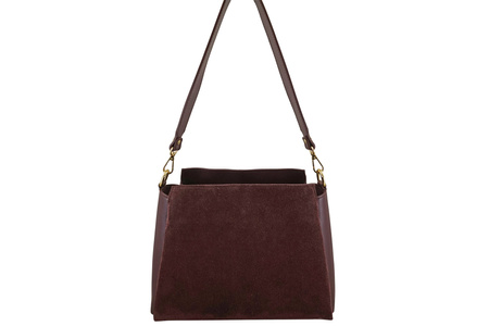 Torebka miejska z naturalnego zamszu i skóry - Bordowa 