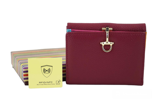 Elegancki portfel ze złotym zapięciem - Fuksja 