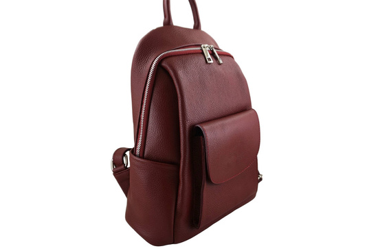 Damski plecak miejski skórzany - Czerwony