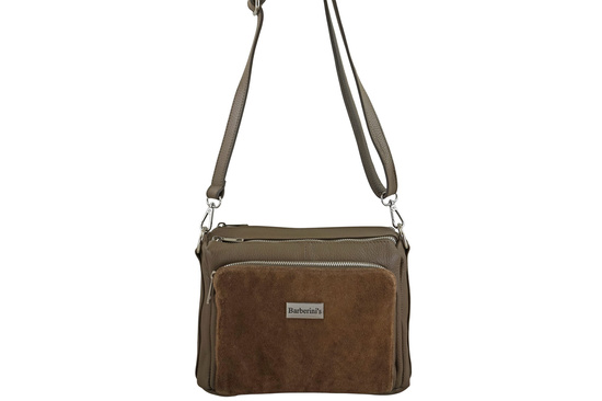 Codzienna torebka ze skóry naturalnej z zamszem - Beżowa ciemna 