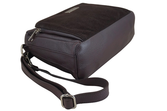 Codzienna torebka ze skóry naturalnej z zamszem - Brązowa ciemna 