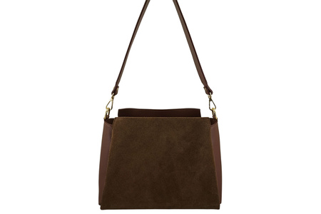 Torebka miejska z naturalnego zamszu i skóry - Brązowa 
