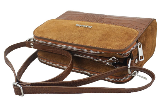 Stylowa torebka crossbody trzykomorowa - Brązowa jasna