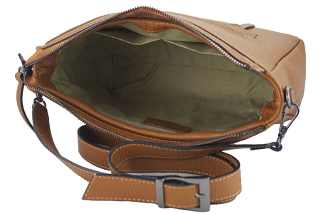 Torebka listonoszka na regulowanym pasku - Brązowa jasna