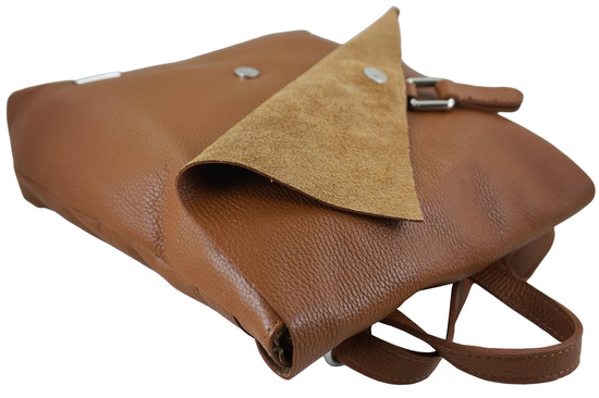 Stylowy plecak damski skórzany - Brązowy jasny 